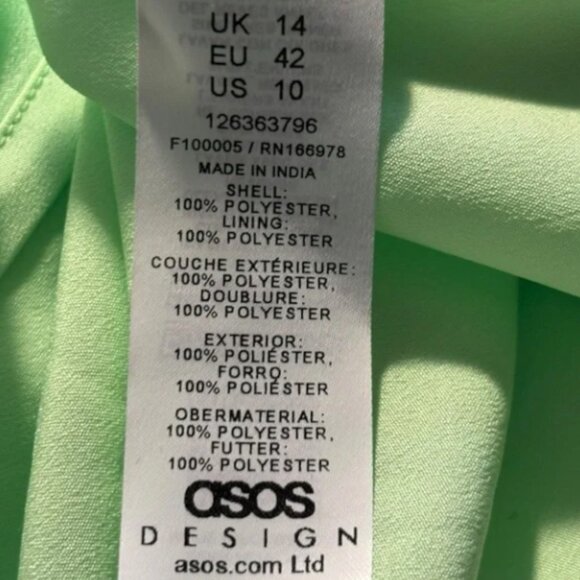 ASOS Design NWT Women's Light Green Mini Dress Size 10 - Picture 5 of 5